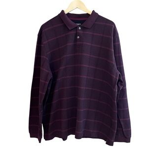 Van Heusen Flex Classic‎ Fit Long Sleeve Polo Shirt Burgundy Size XXLarge